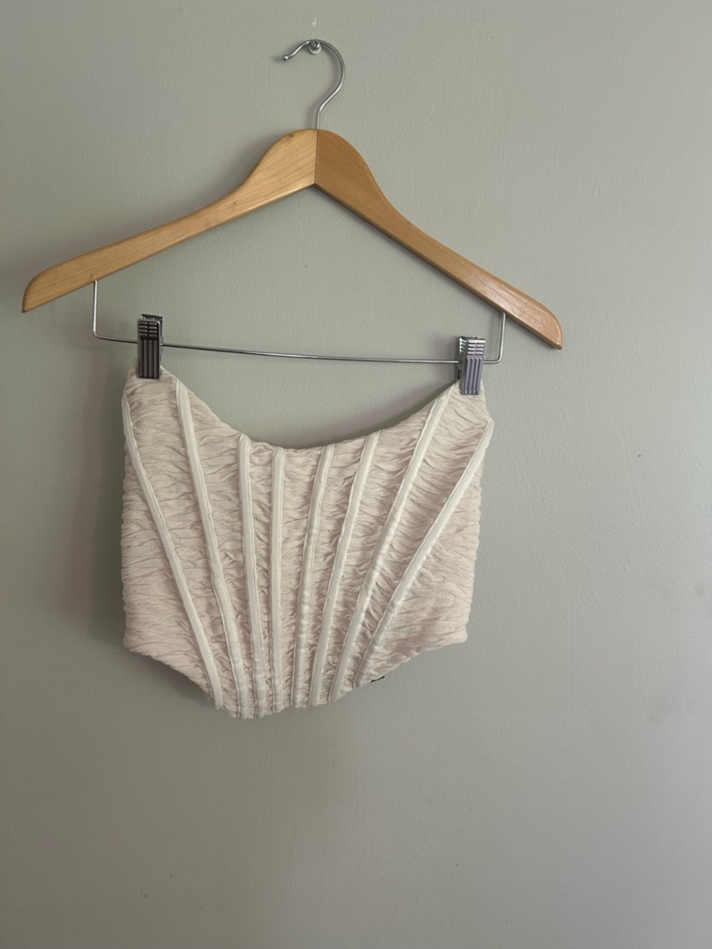 Fashion Nova Cream Textured Corset Crop Top